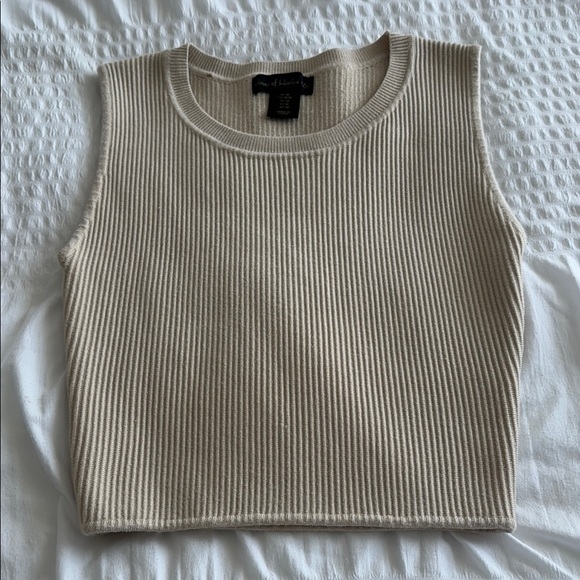 House of Harlow 1960 Cream Ribbed Tank Top - Picture 3 of 6
